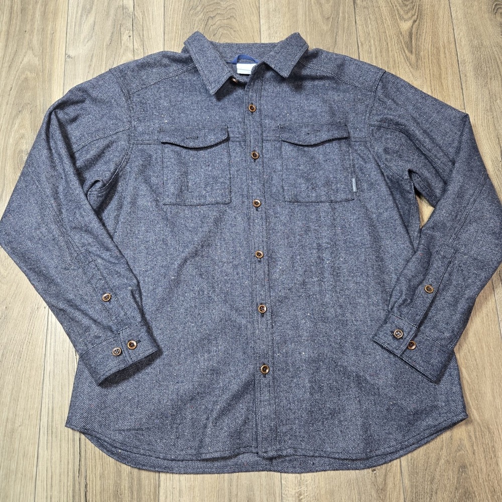 Columbia Men's Shacket Men‎ Blue Confetti  XXL Wool Blend  Button Shirt Jacket